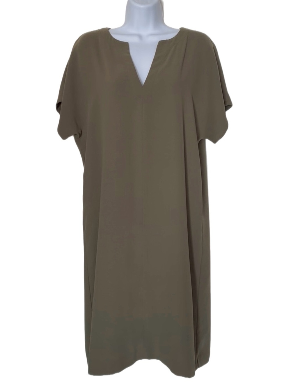 Ann Taylor Olive V-Notch Dolman Sleeve Shift Dress